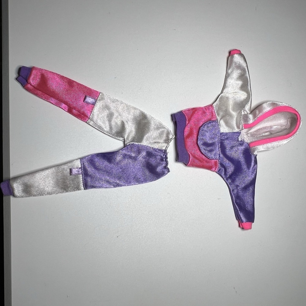 Vtg 11" Fashion Doll Tracksuit/Ski Suit Shiny Pink, White, & Purple
